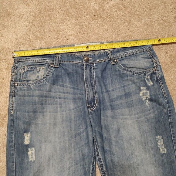 SMOKE RISE DNM, Men's Distressed Straight Leg Denim Jeans, size 44X34 EUC - Picture 2 of 13